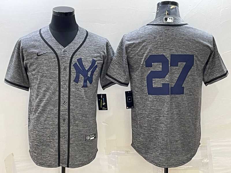 Men's New York Yankees #27 Giancarlo Stanton No Name Grey Gridiron Cool Base Stitched Jerseys,We sell and wholesale Men's New York Yankees #27 Giancarlo Stanton No Name Grey Gridiron Cool Base Stitched Jerseys on line form chian!